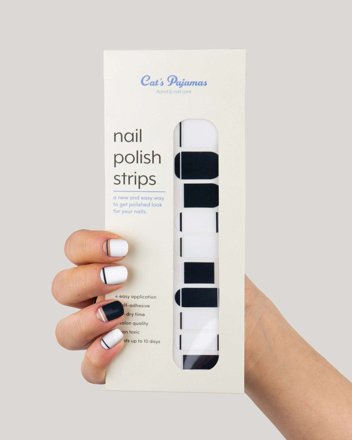 Black and white Self Adhesive Nail Polish Strip - Cat's Pajamas