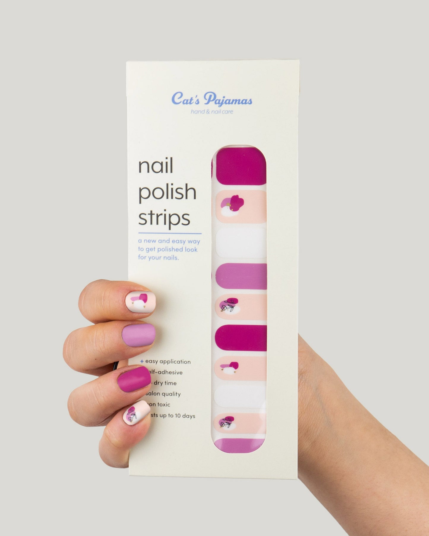 Pink and Floral - Self Adhesive Nail Polish Strip - Cat's Pajamas