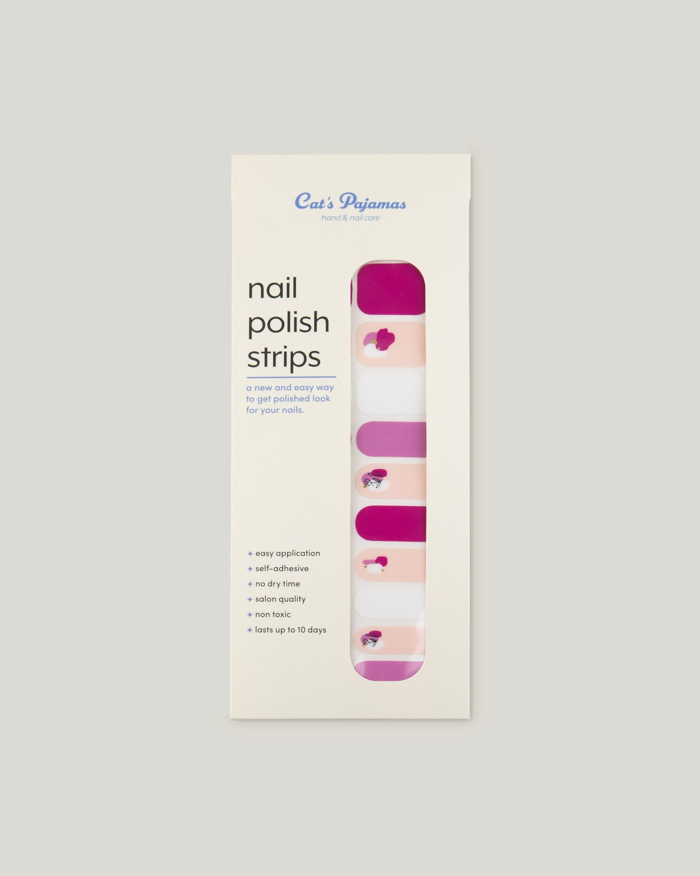Pink and Floral - Self Adhesive Nail Polish Strip - Cat's Pajamas