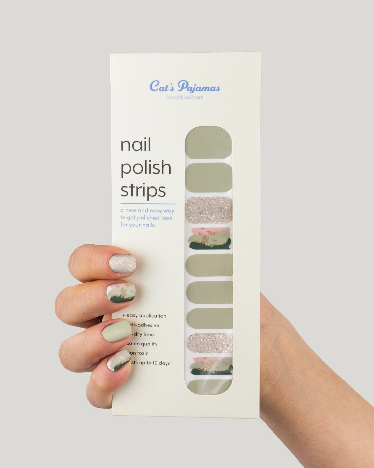 Olive Glitz - Self Adhesive Nail Polish Strip - Cat's Pajamas