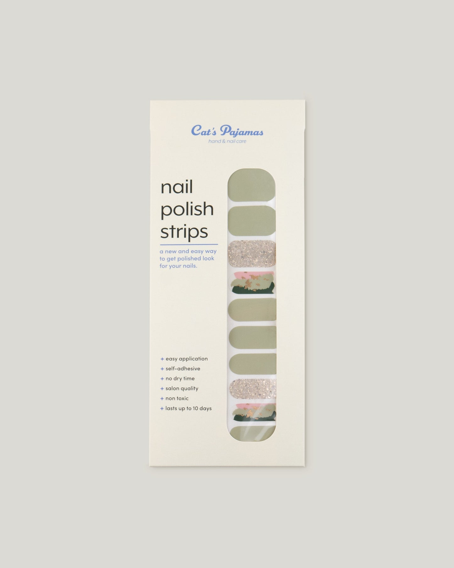 Olive Glitz - Self Adhesive Nail Polish Strip - Cat's Pajamas